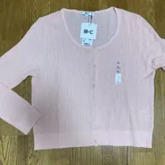 新品　レースラウンドネックショートカーディガン　ピンクXL