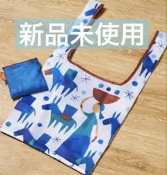【新品】KALDI 折り畳みエコバッグ ノベルティ ホワイト ブルー 非売品