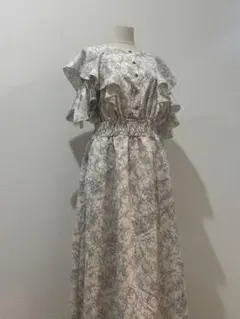 花柄 フリルワンピース オフショル