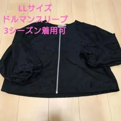 Re:Birth+ ブラック 花柄レース調 ジップブルゾン LL 大人可愛いのサムネイル