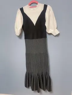 rienda ニットワンピース ブラック/ホワイト