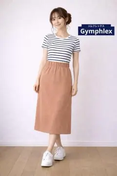 【美品】Gymphlex テラコッタ ミディスカート 後ろポケット付き　スリットのサムネイル