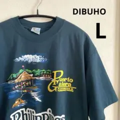未使用　スーベニア　DIBUHO フィリピン風景ハンドプリント　Tシャツ　L