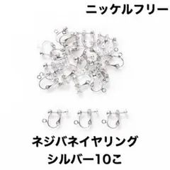 ニッケルフリー ネジバネ　イヤリング　シルバー　10こ5ペア　パーツ