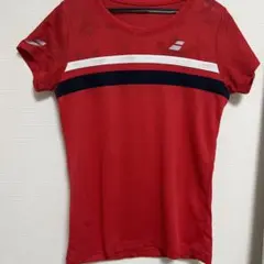 BabolaT バボラ テニスウェア Tシャツ 赤 レッド 紺 ライン Lサイズ