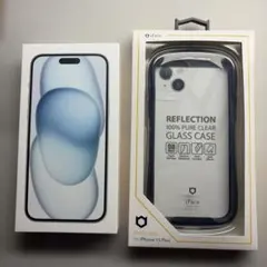 iPhone 15 Plus ブルー 128GB 美品 iFaceケース付き