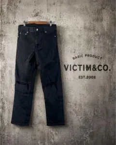 VICTIM&CO. ブラックスキニーパンツ ダメージ加工 Lサイズ 黒 スリムのサムネイル