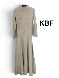KBF ベージュ シャツワンピース ロング丈　フリーサイズ