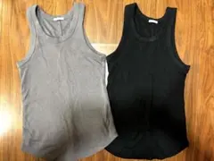 GU リブタンクトップ 黒 グレー