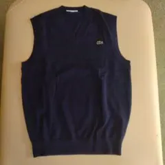 新品LACOSTE Vネック ニットベスト ネイビー