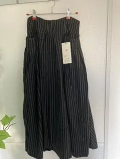 マキシスカート　ストライプ　チャコールグレー