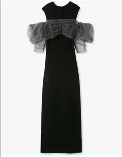 スナイデル　オフショルダー チュールスリーブ ロングドレス