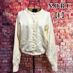 N.O.R.C 長袖カーディガン　クルーネック　厚手　ボタンダウン　イエロー　Fのサムネイル