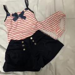 新品　ガールズ　ボーダータンキニ　水着　3点セット　160cm