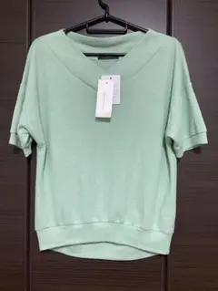 aquagarage ミントグリーン Vネック 半袖ニットM