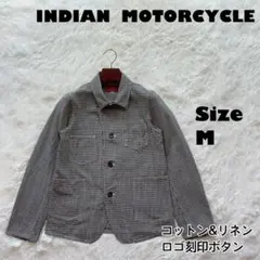 レア✨INDIAN MOTORCYCLE ジャケット　ロゴ刻印ボタン　M