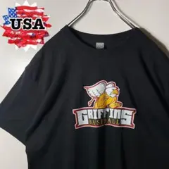 【アメリカ古着❗️】90s カレッジ スポーツロゴ半袖Tシャツ　黒Lビッグサイズ