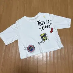Bershka クロップドTシャツ S ホワイト　ワッペンのサムネイル