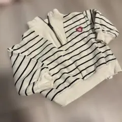 ZARA 80 トレーナー　裏毛　刺繍　ボーダー　ハート　ハーフジップ