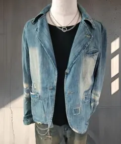 Y2K 00s ヴィンテージ ダメージ加工 お兄系　デニムジャケット　グランジ