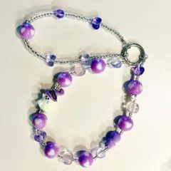 期間限定　ハート型ビーズの携帯ストラップ　☆パープル☆ ハロウィン