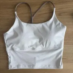 ホワイト ストラップ付き ヨガトップ
