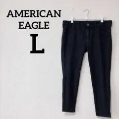 80AMERICAN EAGLE【L】 スーパーストレッチブラックスキニーデニム