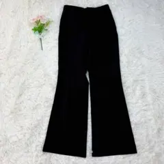 【GU】ジーユー フレアパンツ スラックス 黒 M ウエストゴム 美脚 着回し