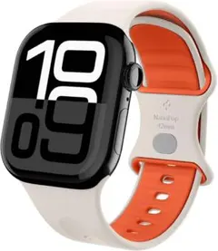 Apple Watch用　シリコンバンド 46mm ホワイト/オレンジ