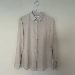 UNIQLOフレンチリネン ベージュ 長袖シャツ