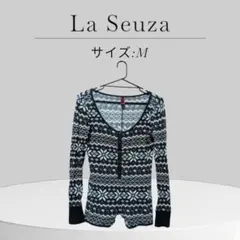 美品La Seuza ラセンザ ニット 総柄 ブラック 黒 トップス 冬服
