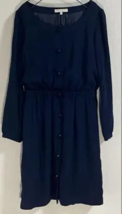 美品　プロポーションフォーマル ワンピース　ネイビー　長袖　 S