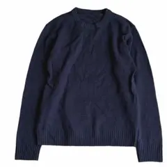 無印良品 メンズ ウール100%セーター 紺M クルーネック 丸首 定番シンプルのサムネイル