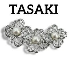 美品 TASAKI タサキ フラワー ブローチ あこや パール 真珠 シルバー