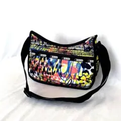 美品 希少 総柄レスポートサック クラシックホーボー ショルダーバッグ黒 黄