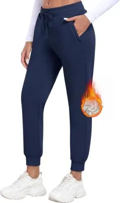 レディース パンツ秋冬裏起毛 ジョギングパンツ ズボンロングパンツブラック2XL