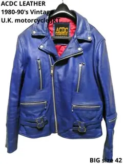 激レアカラーブルー！ヴィンテージ！ACDC LEATHERダブルライダース
