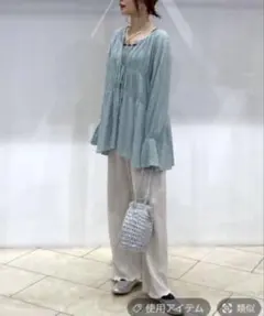 LOWRYS FARM ヨウリュウシャーリングブラウス ミントグリーン