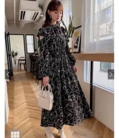 GRL リボンベルト付き花柄ショルダーオープンフリルワンピース on150