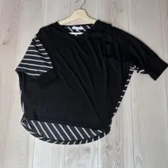 THE SHOP TK バイカラー 半袖トップス ストライプ Sのサムネイル