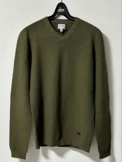 アルマーニコレッツオーニ　オリーブ　カーキ系　長袖ニット　Vネック