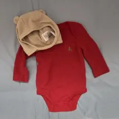 GAP 赤ロンパース 6-12ヶ月 帽子付き