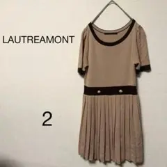 LAUTREAMONTニットワンピース【２】プリーツスカート　半袖　ブラウン