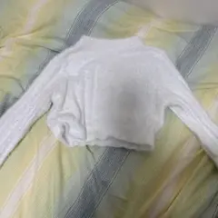 ホワイト クロップド ニット セーター