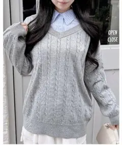 INGNI シャツドッキングVネックニット Mグレー