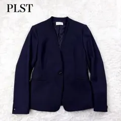 未使用 PLST ウォームリザーブカラーレスジャケット ウォッシャブル ネイビー