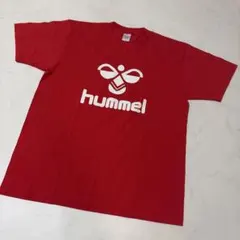 【美品】hummel ヒュンメル ロゴ サッカーシャツ tシャツ レッド系のサムネイル