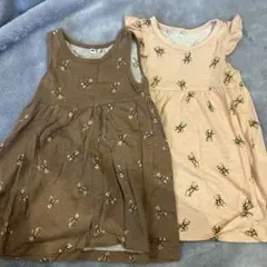 姉妹服　クマプリントワンピース 2点セット サイズ90