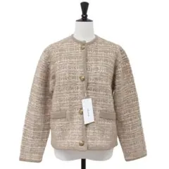 ミラオーウェン　金釦短丈ツイードニットカーデジャケット