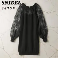 【美品】SNIDEL レースニットワンピース 黒 サイズフリーのサムネイル